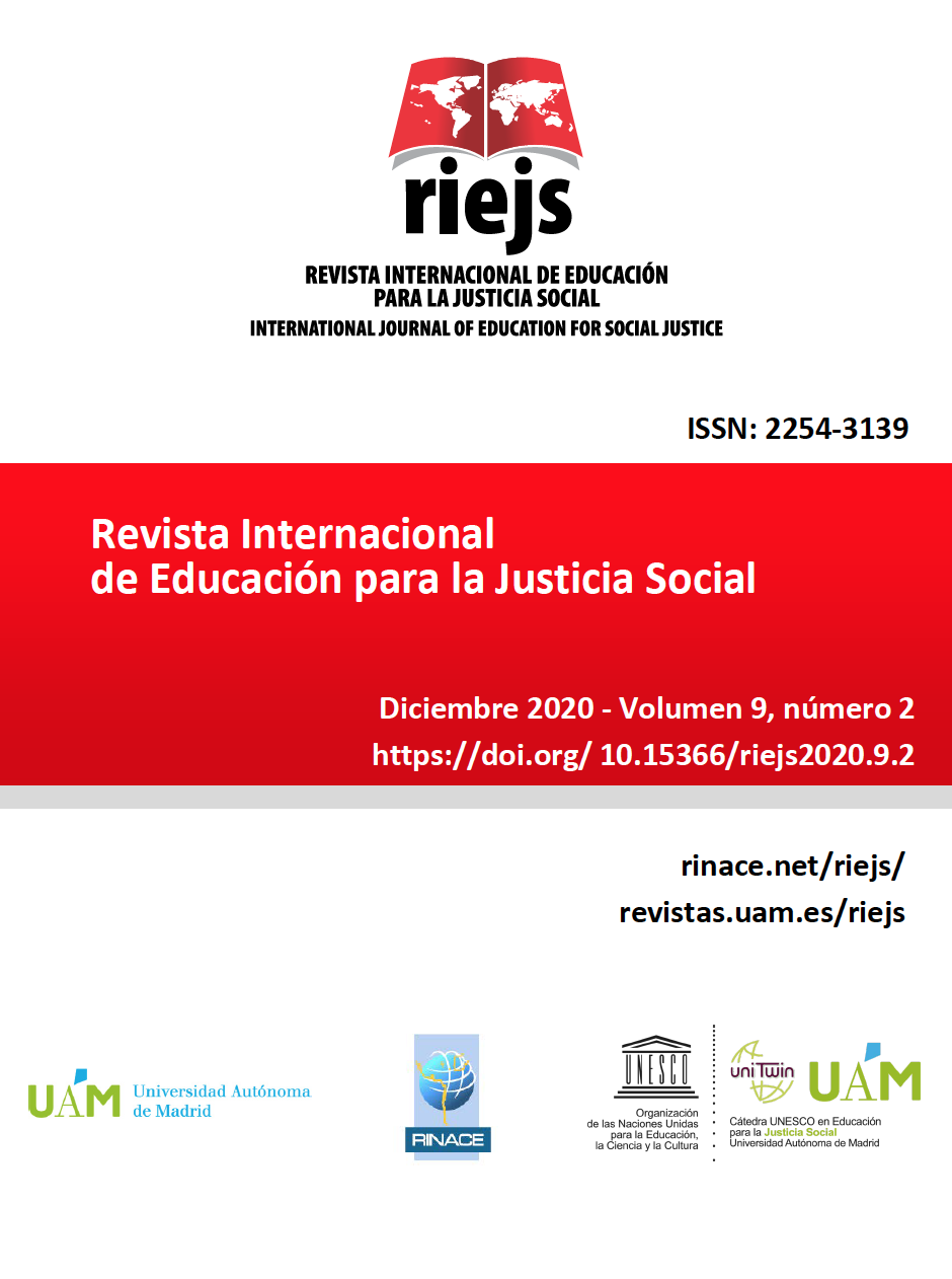 Portada del Volumen 9 número 2 de la Revista Internacional de Educación para la Justicia Social